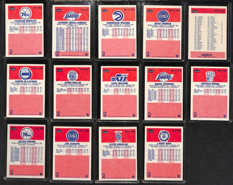 Mostly Pack-Fresh 1986-87 Fleer Basketball Complete Set (Missing #57 Jordan and Stickers) - 131 of 132 Cards